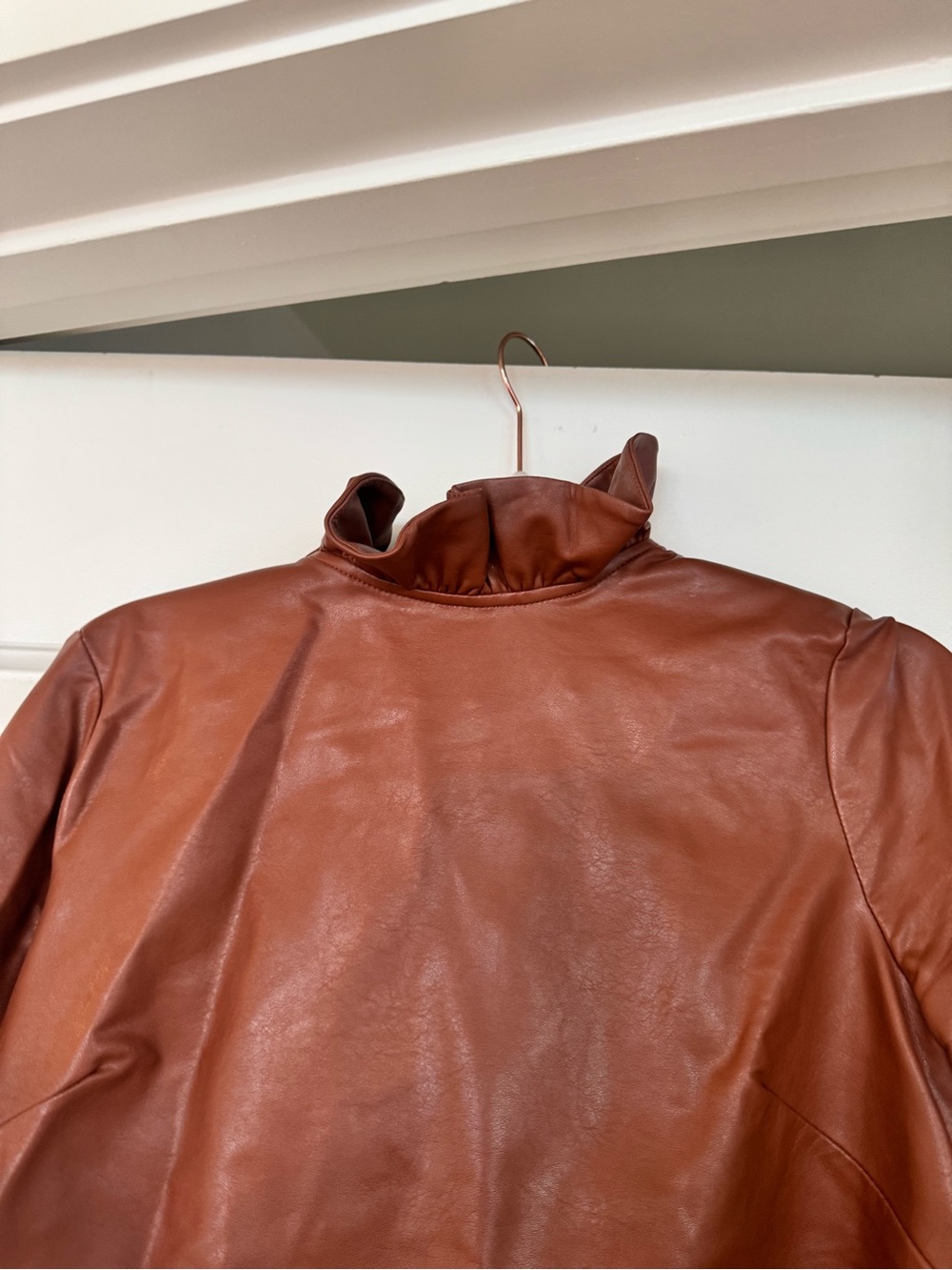 Tuckernuck Cognac Brown Faux Leather Faye Blouse - Picture 5 of 8